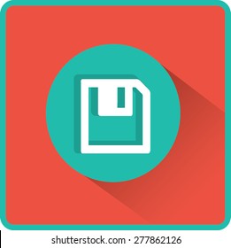 Floppy disk download. Flat modern web button