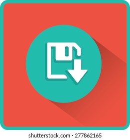 Descarga de disquetes. Botón web moderno plano