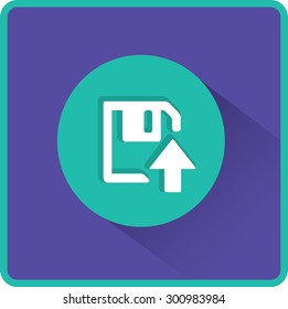 Floppy disk download. Flat modern web button