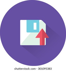 Floppy disk download. Flat modern web button