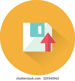 Floppy disk download. Flat modern web button