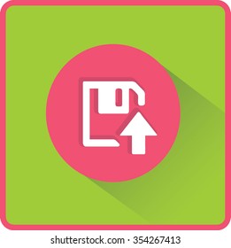 Floppy disk download. Flat modern web button