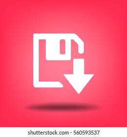 floppy disk download. Flat modern web button