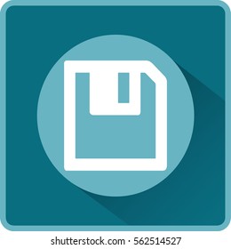 Floppy disk download. Flat modern web button
