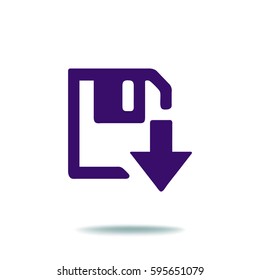 floppy disk download. Flat modern web button
