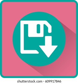 floppy disk download. Flat modern web button