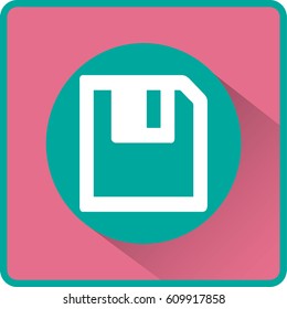 Floppy disk download. Flat modern web button