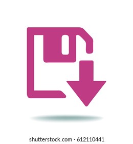 floppy disk download. Flat modern web button
