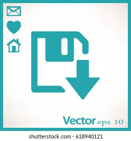 floppy disk download. Flat modern web button