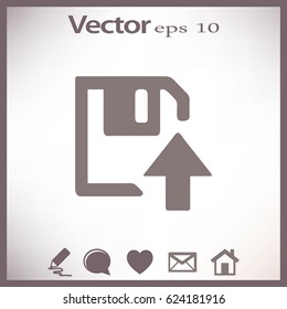 floppy disk download. Flat modern web button