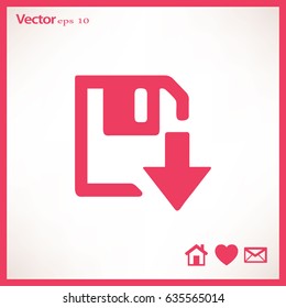 floppy disk download. Flat modern web button