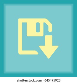 floppy disk download. Flat modern web button