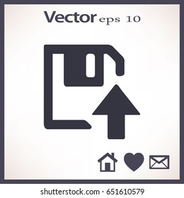 floppy disk download. Flat modern web button
