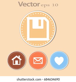 Floppy disk download. Flat modern web button