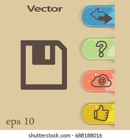 Floppy disk download. Flat modern web button