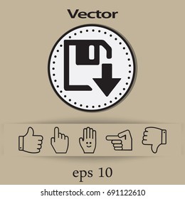 descarga de disquetes. Botón web moderno plano
