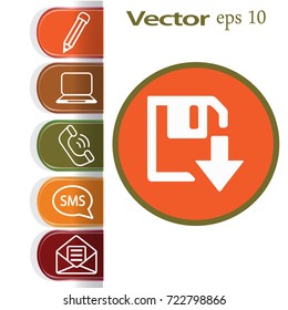 floppy disk download. Flat modern web button
