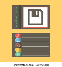 Floppy disk download. Flat modern web button