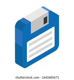 Floppy disk drive, diskette icon in isometric design vector 