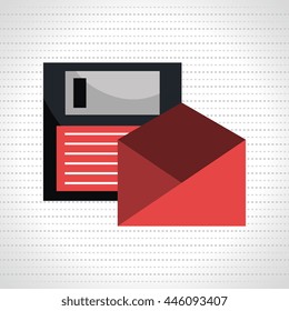 floppy disk with envelope isolated icon design, vector illustration  graphic 
