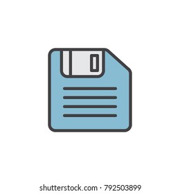 Floppy disk filled outline icon, line vector sign, linear colorful pictogram isolated on white. Symbol, logo illustration. Pixel perfect vector graphics