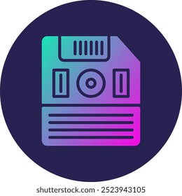 Floppy Disk Glyph Circle Gradient Icon