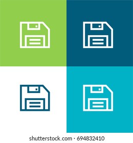 Floppy disk green and blue material color minimal icon or logo design