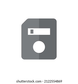 Floppy disk grey flat vector icon