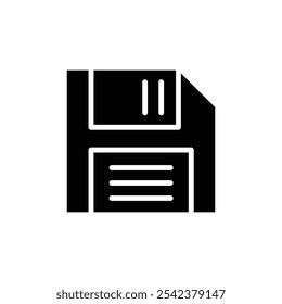 Floppy disk icon Black and white outline vector