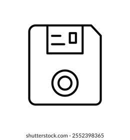 Floppy disk icon black and white vector outline sign