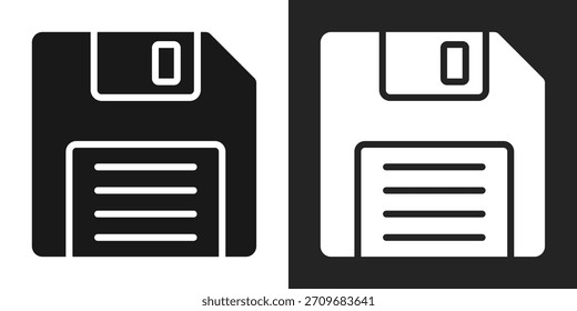 Floppy Disk Icon In Black And White Glyph Style