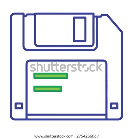 Floppy disk icon blue outline green bars