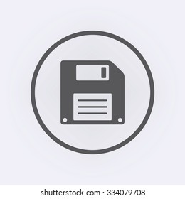 Floppy disk icon in circle . Vector illustration