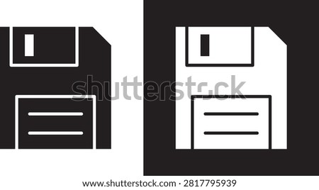Floppy disk icon clean outline logo..