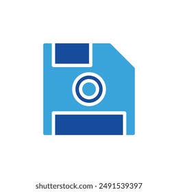 floppy disk icon color or logo illustration glyph color blue style	
