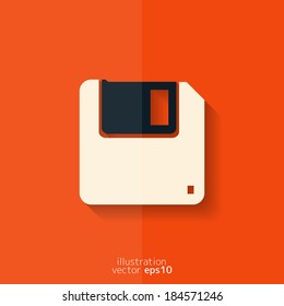 Floppy disk icon. Flat design.