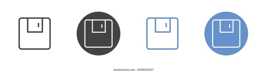 Floppy disk icon Flat set in black and white color