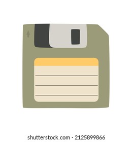 Icono de disquete en estilo plano aislado en fondo blanco. Disco HD de medios de datos antiguos.