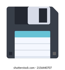 Diskettensymbol, flacher Vektorgrafik einzeln auf weißem Hintergrund