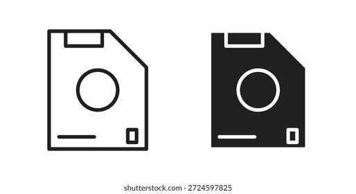 Floppy disk icon glyph and line set thin line symbol concept.