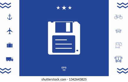 Floppy disk icon. Graphic elements for your design