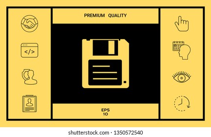 Floppy disk icon. Graphic elements for your design