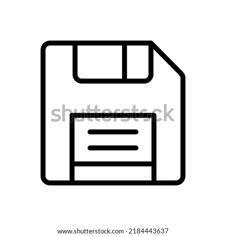 Floppy Disk Icon. Line Art Style Design Isolated On White Background