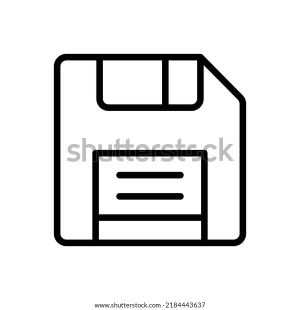 Floppy Disk Icon. Line Art Style Design\
Isolated On White\
Background