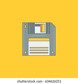 Floppy Disk Icon Line Minimal Style Vector Illustration
