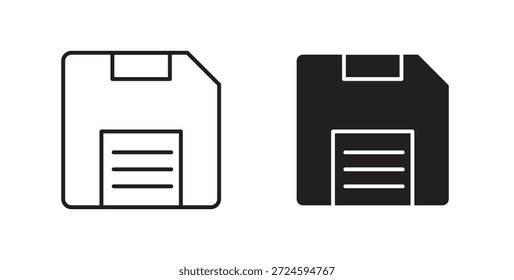 Floppy disk icon with line and silhouette versions.