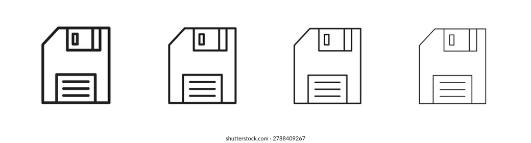 Floppy disk icon, linear icon with editable stroke