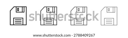 Floppy disk icon, linear icon with editable stroke