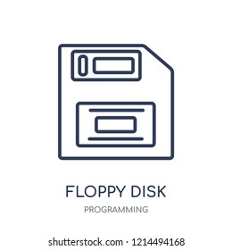 Floppy disk icon. Floppy disk linear symbol design from Programming collection. Simple outline element vector illustration on white background.
