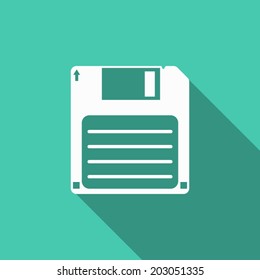 floppy disk icon with long shadow